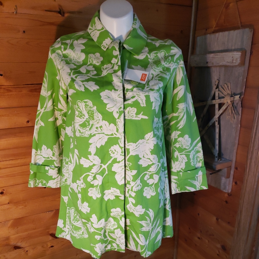 Joe Fresh Cotton Jacket Green Floral Medium